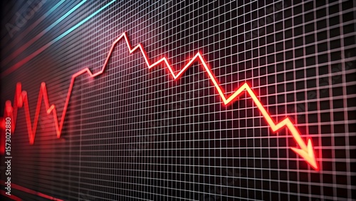 Wallpaper Mural Photo of a red arrow dramatically points downward on a stock market graph, illustrating a sharp decline in financial performance Torontodigital.ca