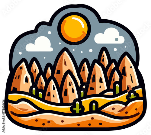 cappadocia city turkey sticker and vector artwork