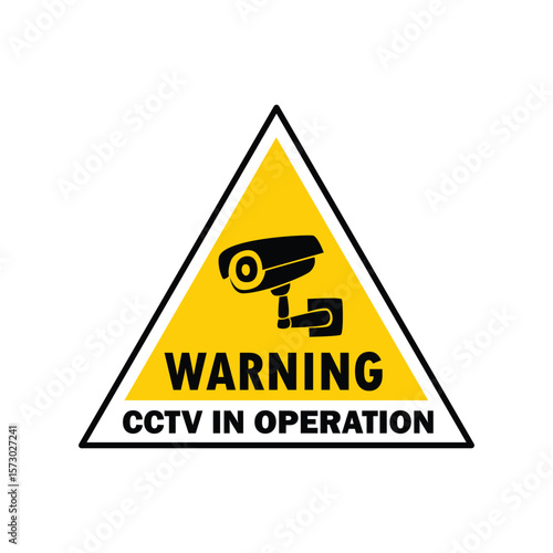 black CCTV camera silhouette. warning poster concept design.