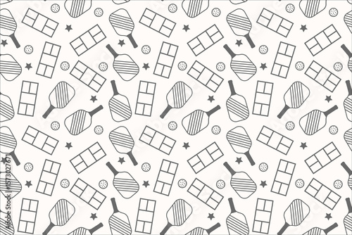 Pickleball Paddles and Courts Vector Pattern