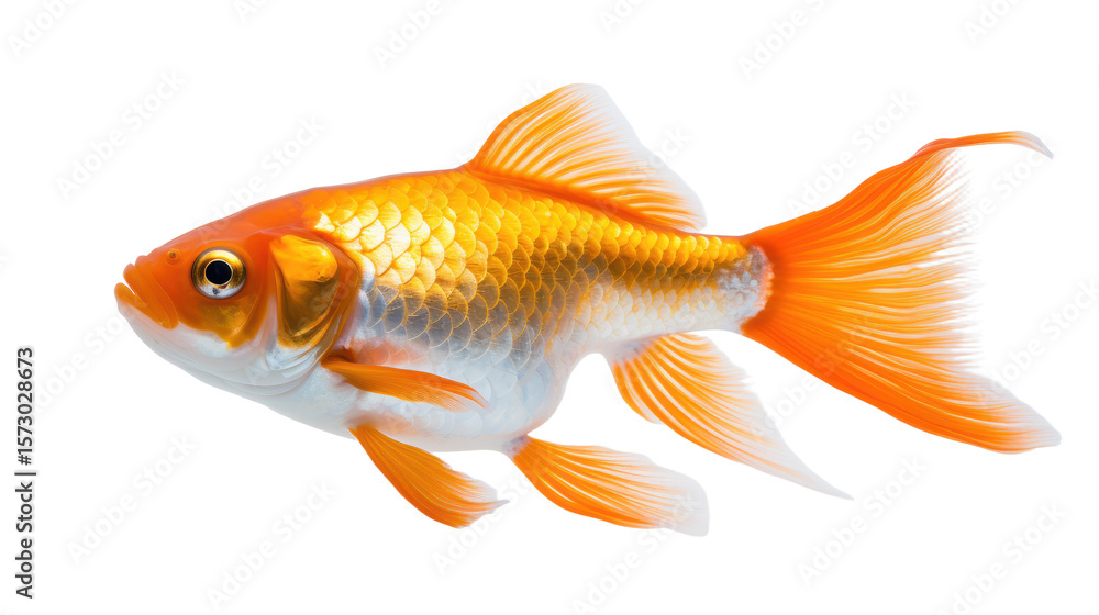 Orange goldfish isolated on transparent background. PNG. Orange goldfish isolated on transparent background. PNG.