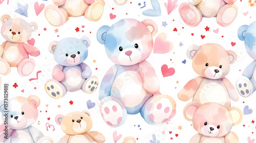 vector teddy bear seamless pattern design for a kids textile, room decor. Teddy bear pattern design for a baby shower, wrapping paper, birthday party decor.