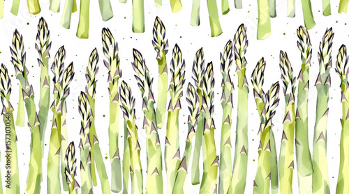 Watercolor asparagus seamless pattern on white background perfect for fabric design