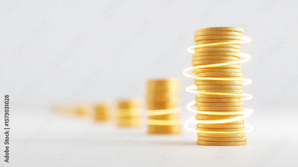 Growing Investments: Gold Coins, Rising Wealth, Finance Growing Investments: Gold Coins, Rising Wealth, Finance
