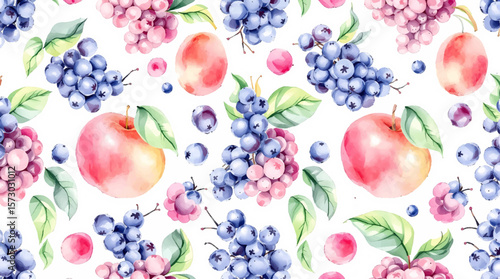Seamless pattern watercolor fruits