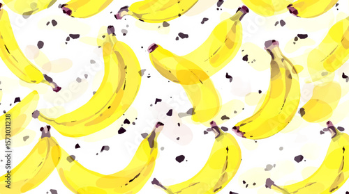 Watercolor background pattern bananas on white background
