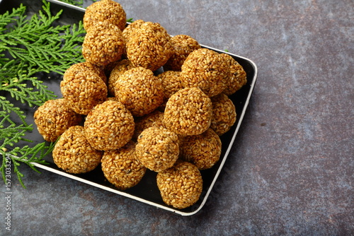 Ellunda, or til ke gole delicious  Indian sweet snack  food.