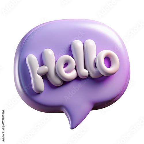 3d rendered hello speech bubble isolated on transparent background
