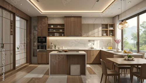 Modern House Design with Open Layout: Functional Living Room, Kitchen, and Bedroom