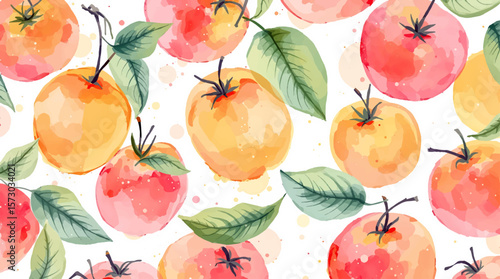 Watercolor pattern mango on white background	
