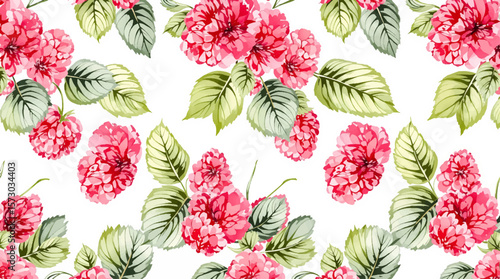  Watercolor pattern strawberries on white background