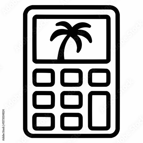Calculator with palm tree instead of screen. Income planning