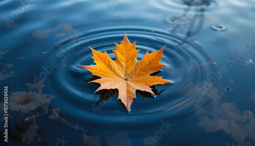 Solitude of Autumn – A Maple Leaf Floating on Still Water
