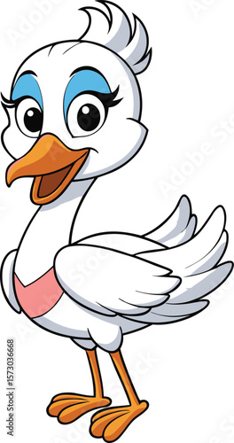 Cute Cartoon Female Duck Vector Illustrations