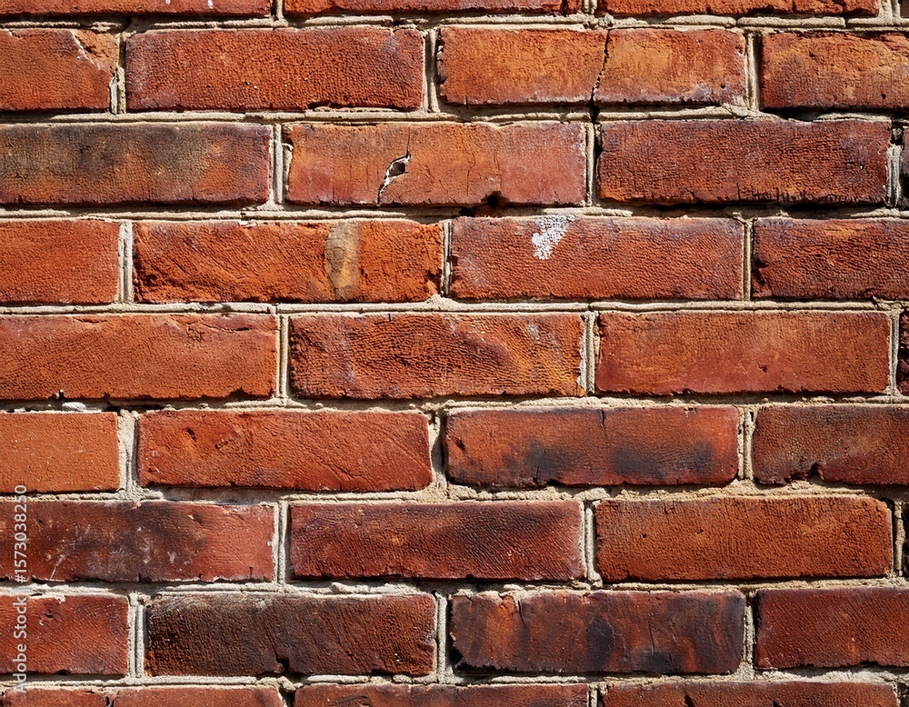 Fototapeta premium weathered red brick wall texture with imperfections and distressed surface close up
