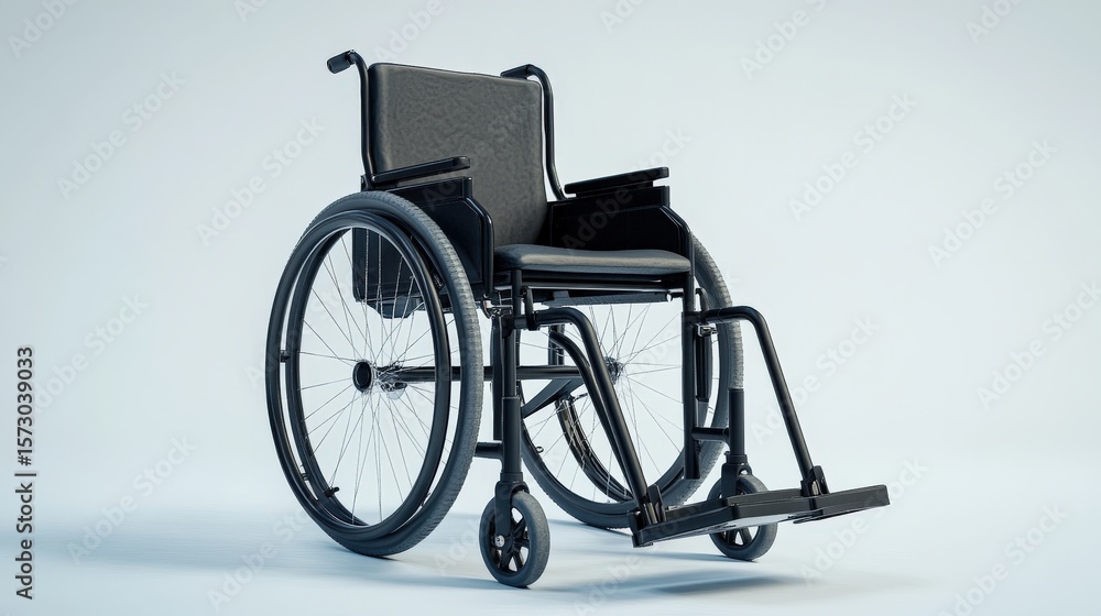 Fototapeta premium A Professional and Modern Wheelchair with Sleek Design, Perfect for Healthcare Settings, Disability Assistance, and Mobility Support for Individuals with Limited Movement