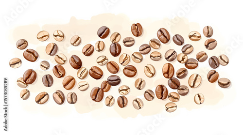 Watercolor coffee Patterns on white background	