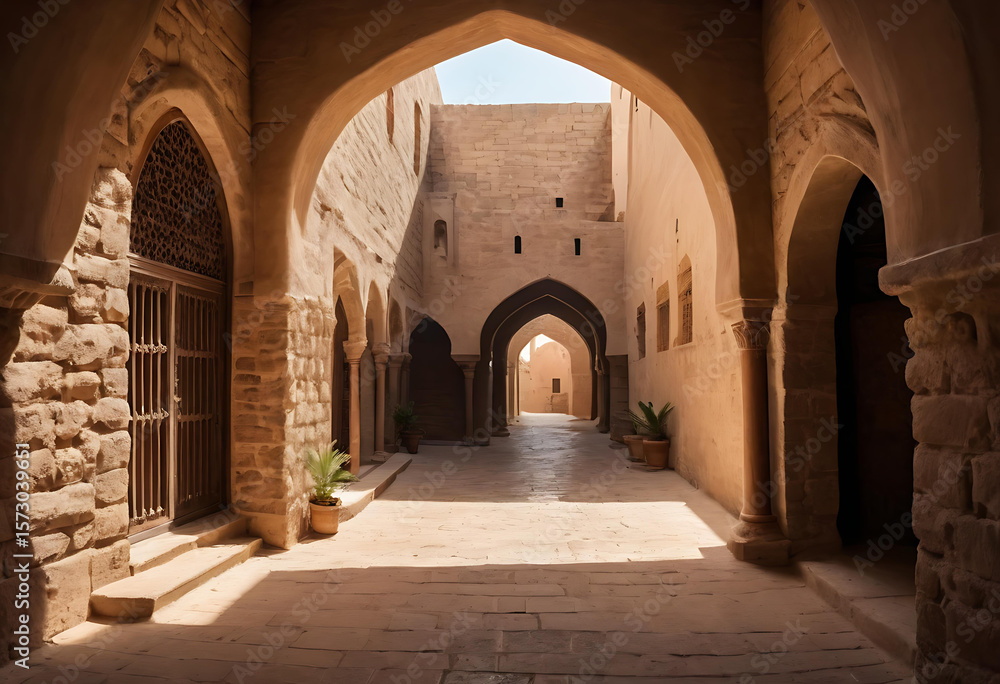 Naklejka premium Traditional Islamic Archway Old Street