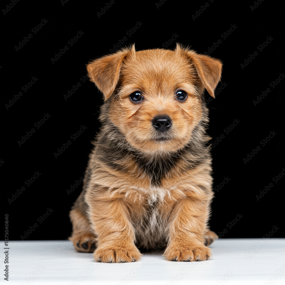 Adorable Norfolk Terrier puppy isolated on white background, cheerful and small. Adorable Norfolk Terrier puppy isolated on white background, cheerful and small.