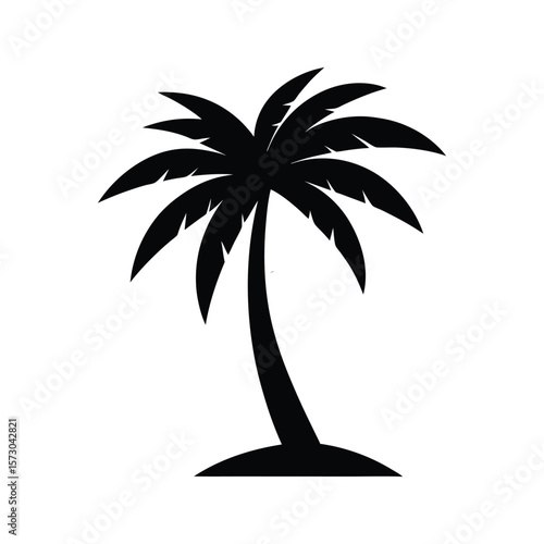Palm Tree Silhouette: A minimalist and modern depiction of a majestic palm tree standing tall against the backdrop of a clear sky. 
