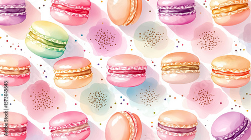 Watercolor Sweet desserts pattern on white background