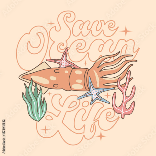 Sea animals quotes t-shirt designs bundle with groove style, Vintage aquatic animals graphic, Underwater animals design or print, Ocean conservation poster design