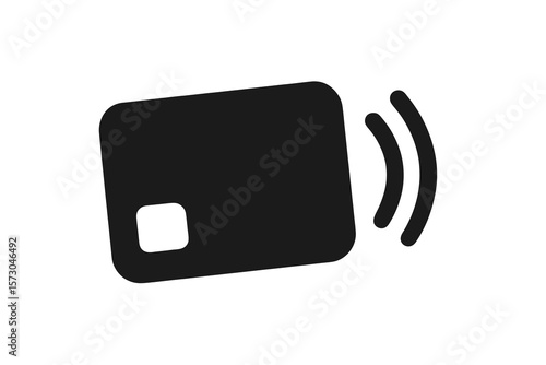 black contactless payment icon, flat vector with transparent background