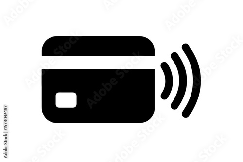 simple black contactless pay symbol, clean payment design on transparent
