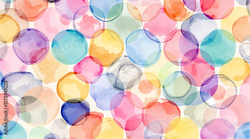 Polka dot Watercolor Abstract colorful pattern polka dot confetti on a white background
