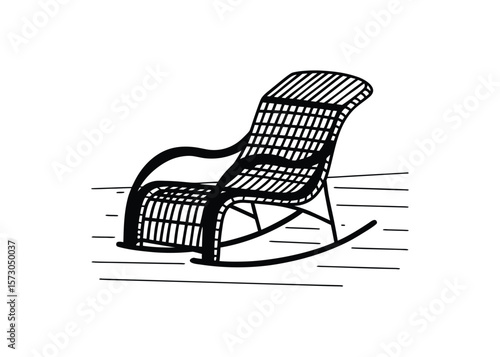 Silhouette of wicker chair isolated on a white background