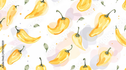 Watercolor pattern pepper on white background vector