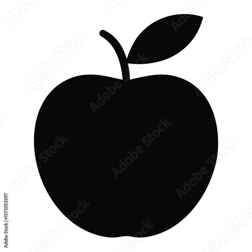 A black apple icon shows stem and a leaf on transparent backdrop