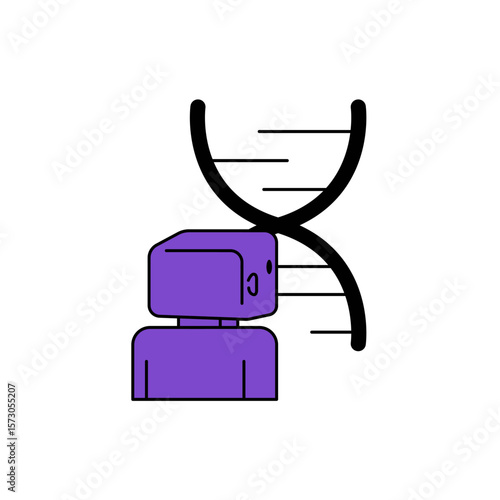 Abstract Illustration of DNA Structure with Robot Figure Concept