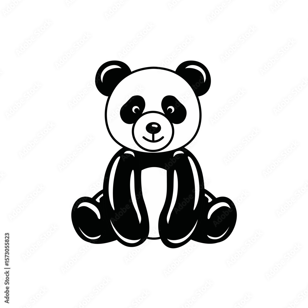 Fototapeta premium Cartoon Style Panda Sitting Cute Character Illustration Design