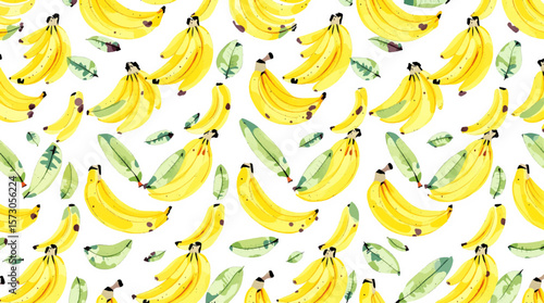 Watercolor seamless pattern with bananas on a white background - illustration 