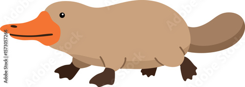 Platypus walking animal vector illustration with brown and orange colors cute wildlife design