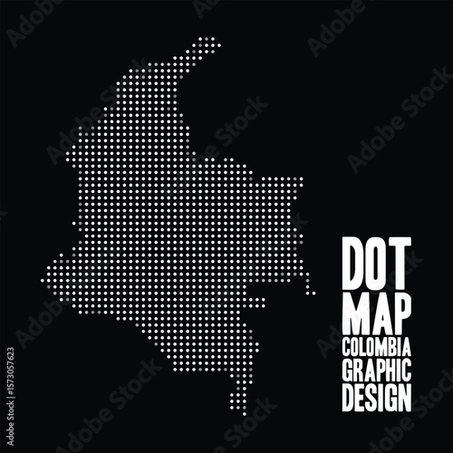 Dot map design of Colombia on black background for infographic, print, web and education use