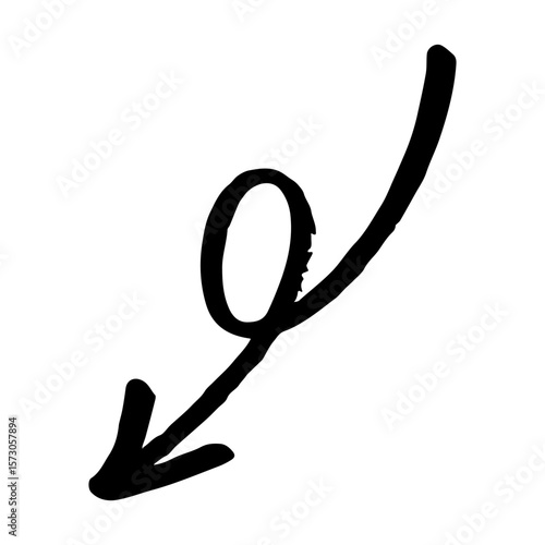 手描きの矢印のイラスト。方向を示すポインターに使える黒色のベクターセット。