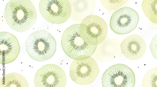Watercolor kiwi pattern on white background