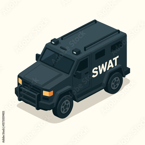 Isometric SWAT Armored Police Vehicle Vector