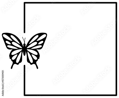 Square Butterfly Frame | Decorative Frame Element | Vector Illustration