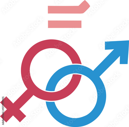 Intertwined gender symbols with equality sign male female