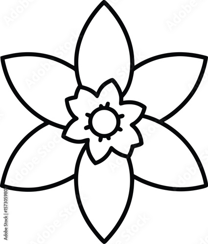 daffodil icon vector line art on transparent background