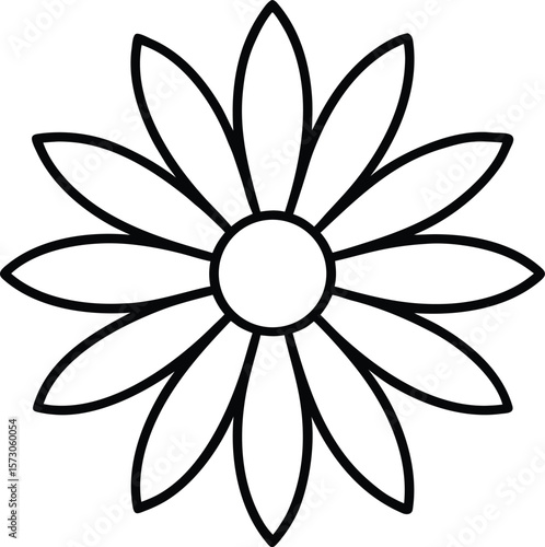daisy icon vector line art on transparent background