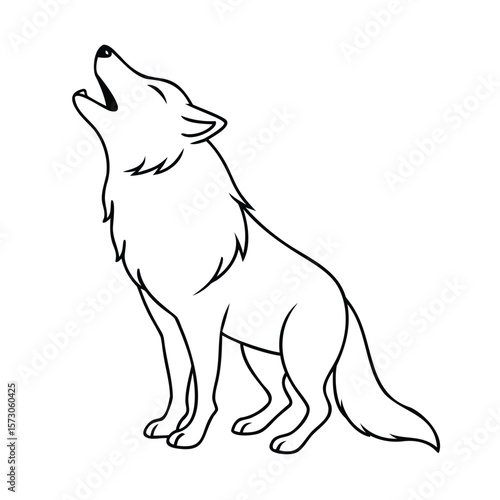 A howling wolf with open mouth raised head on animal mammal