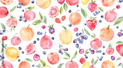 Watercolor vegetables pattern on white background