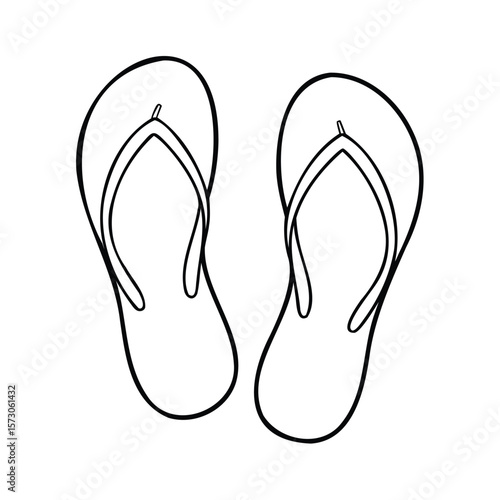 Outline two flip-flops on summer footwear beach wear flipflops sandals
