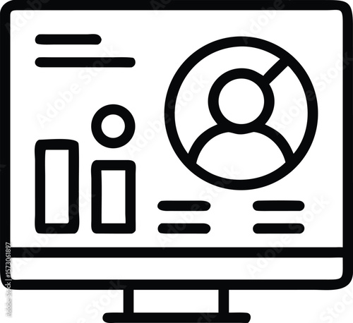Outline icon of a human resources management dashboard with various data elements