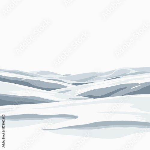 Abstract winter landscape with soft snow-covered hills in grey  