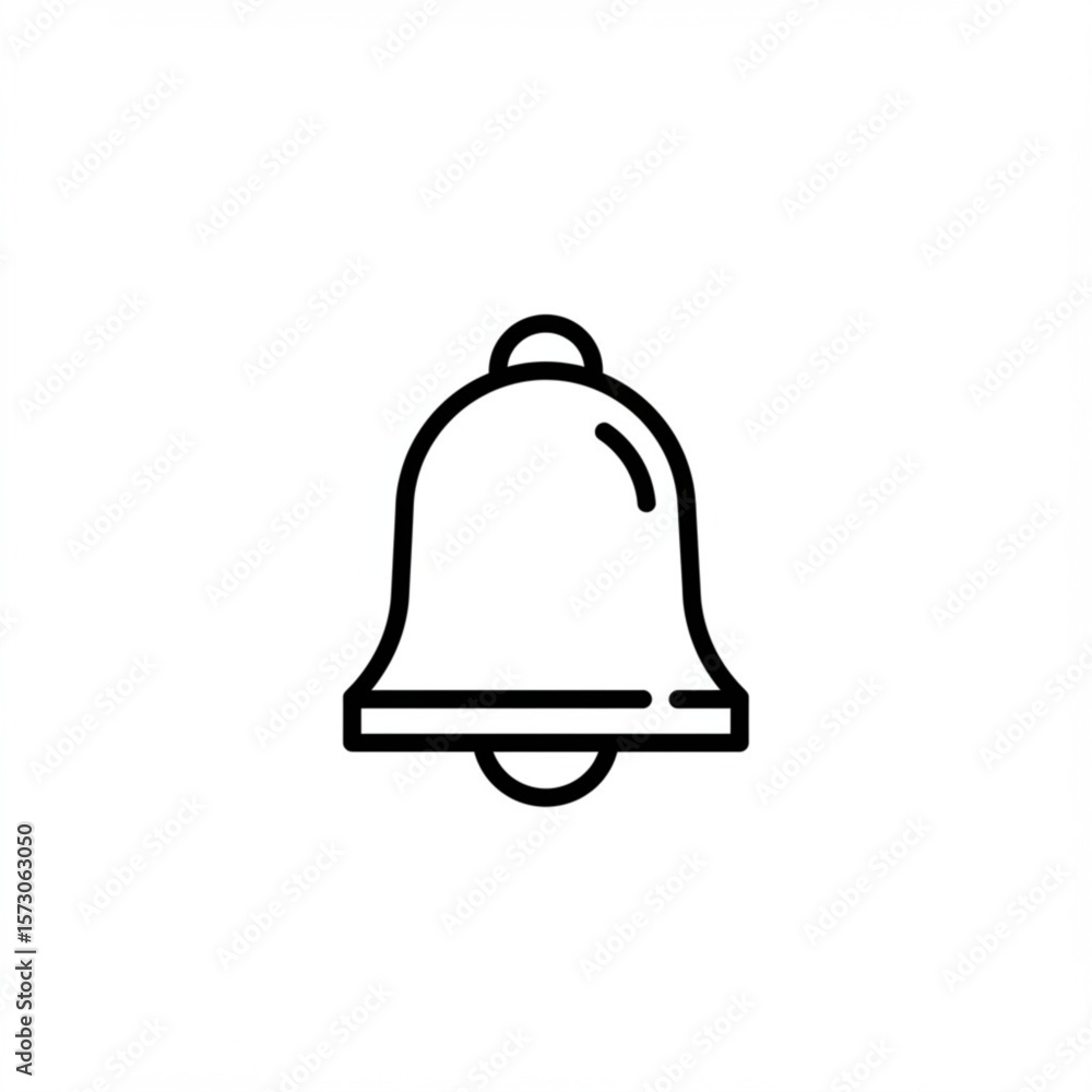 Simple outline bell icon representing notifications or alerts on a white background Simple outline bell icon representing notifications or alerts on a white background